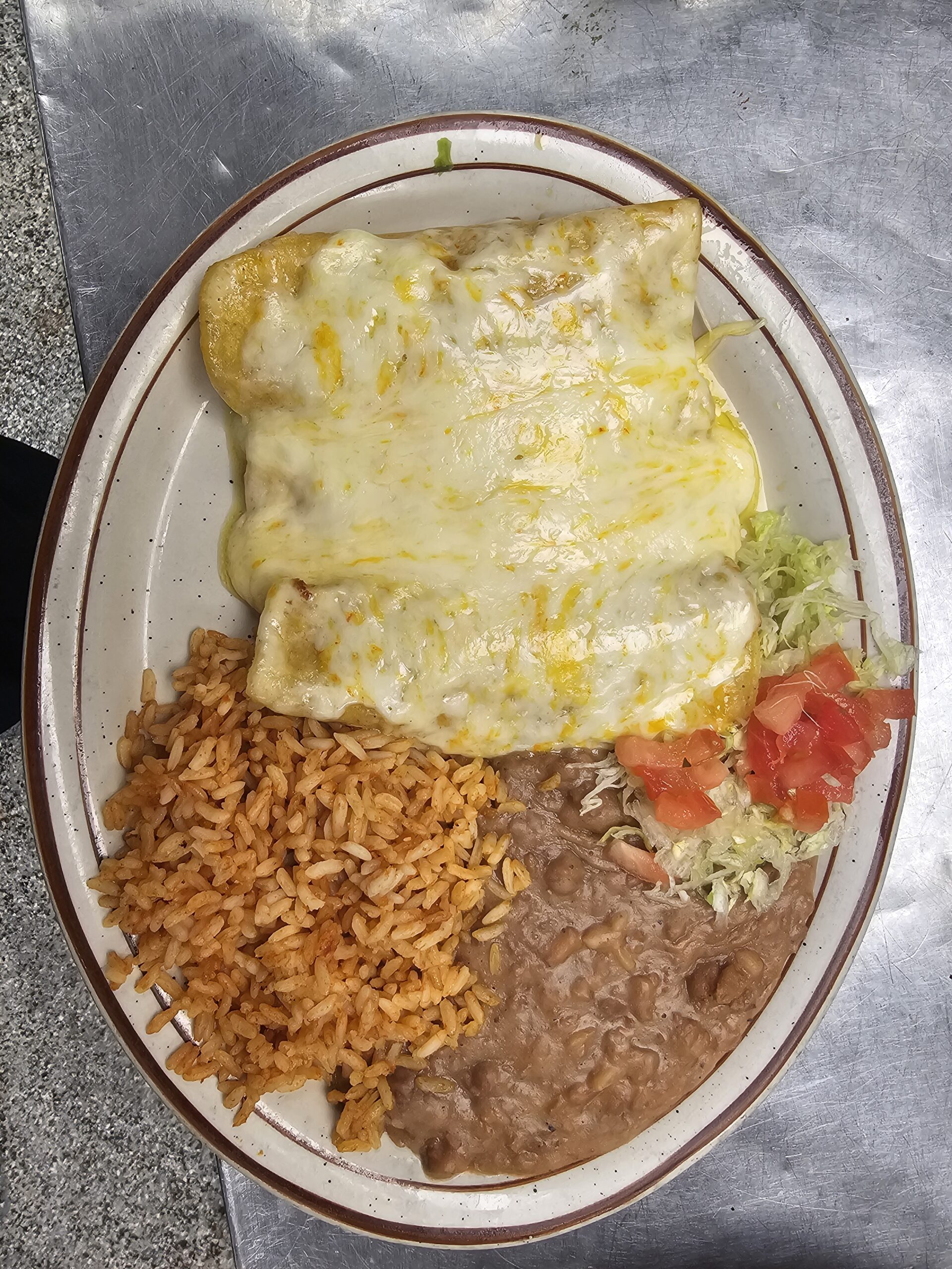 Image of a burrito dinner.