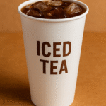 Image of iced tea in a togo cup.