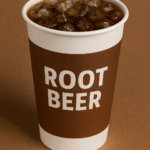 Image of root beer in a togo cup.