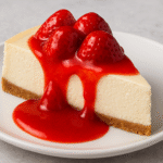 Image of cheese cake with strawberry topping