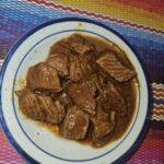 This is an image of chunky beef at Manuel's Taco Hut.